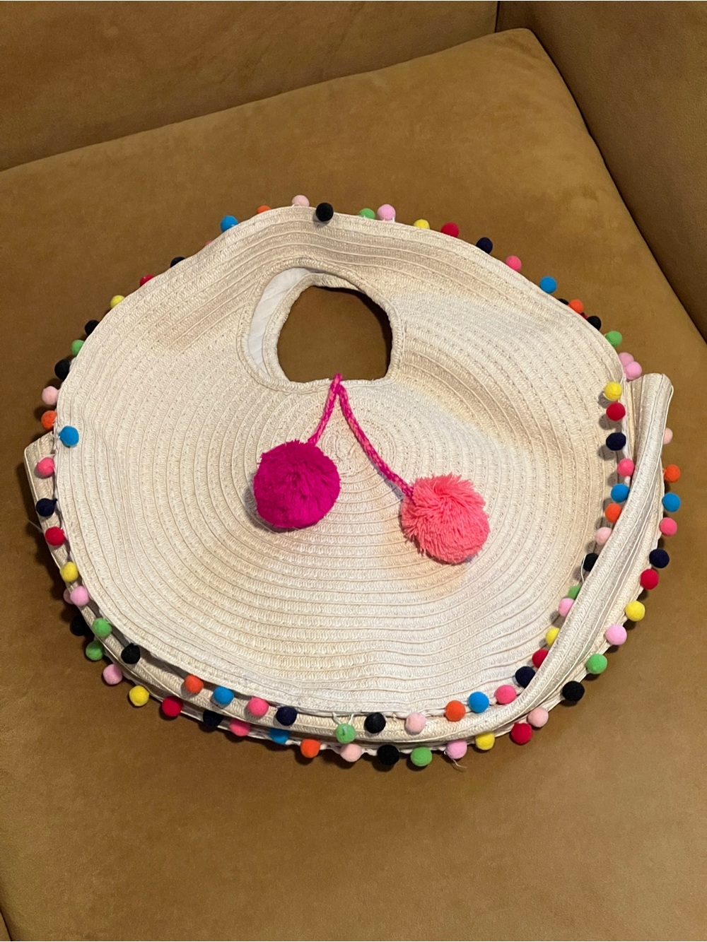 Shiraleah Pom Pom Straw Circle Bag